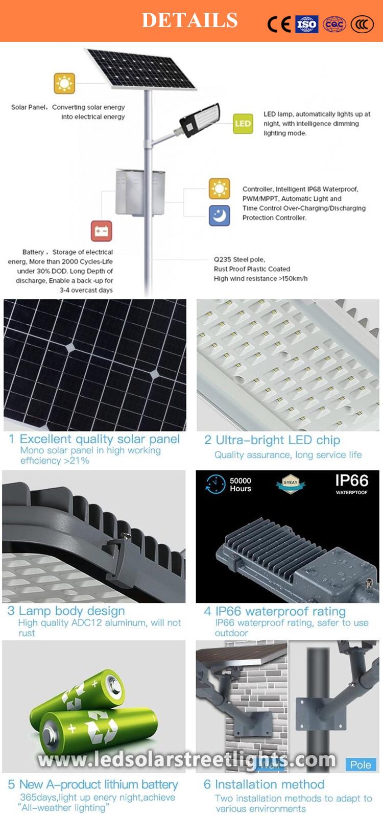 Details of Solar Street Light with Pole
